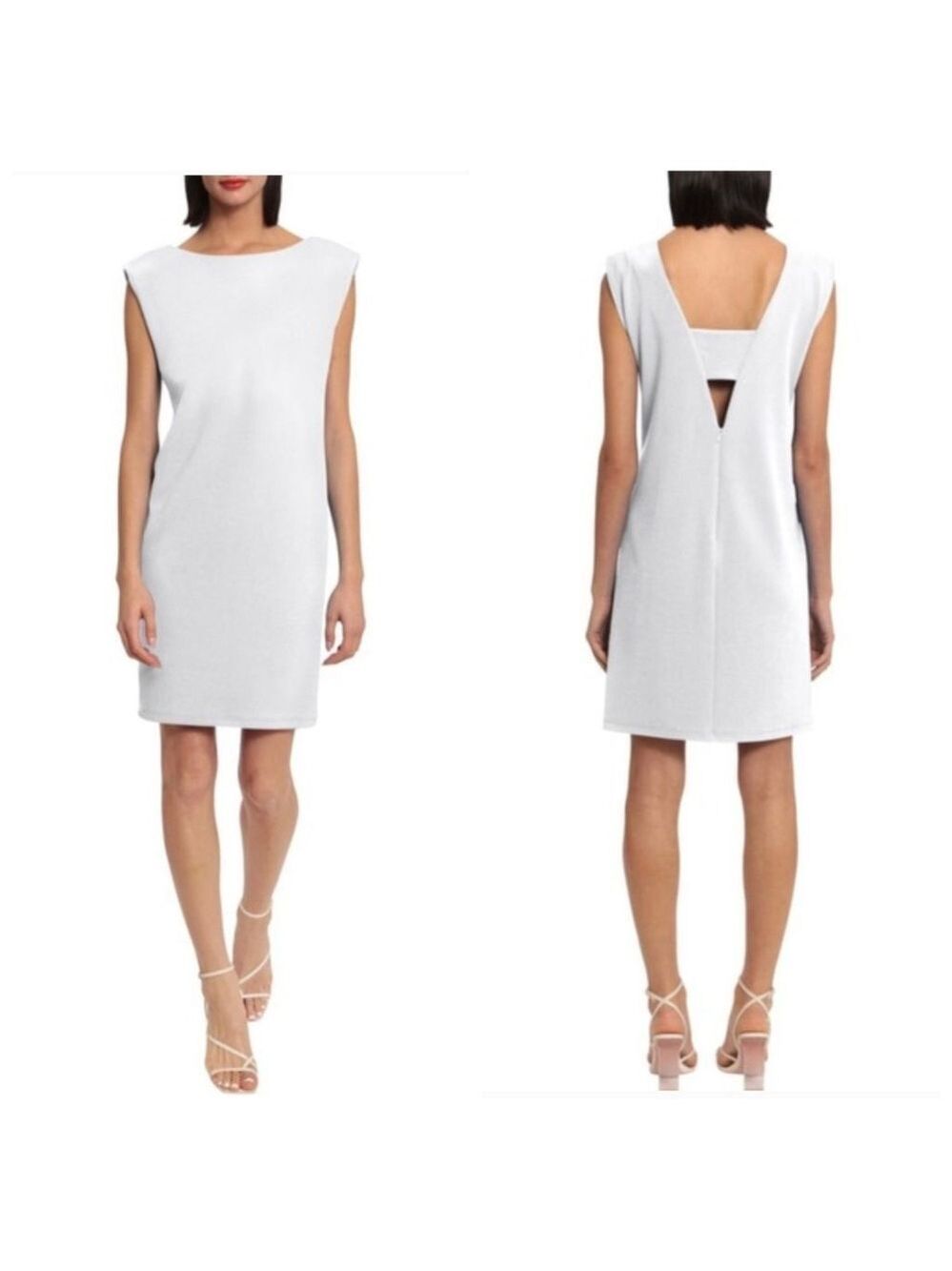 Donna Morgan Womens Ivory Sheath Dress Size 6 Shoulder Pads NWOT